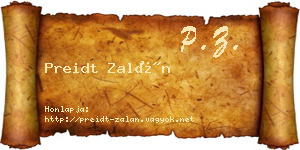 Preidt Zalán névjegykártya